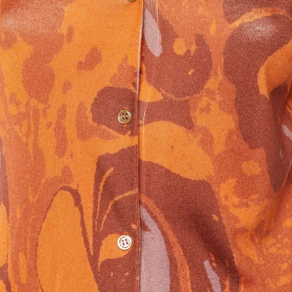 Bottega Veneta Orange Printed Cashmere & Silk Cardigan S - Picture 3 of 5
